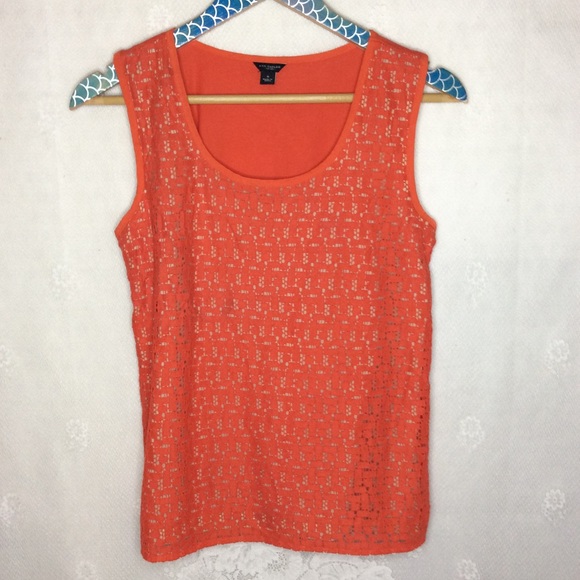 Ann Taylor Tops - Ann Taylor Orange Lace Overlay Sleeveless Top S